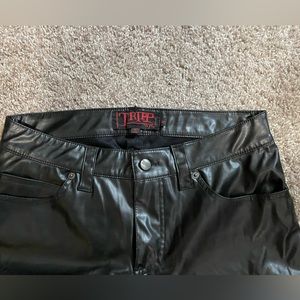 Black faux leather pants